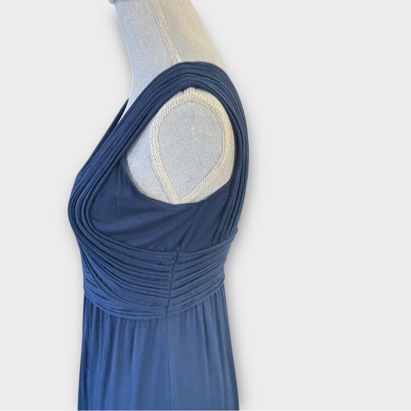 Max Studio Navy Blue Sleeveless Pleated Bodice Maxi Dress Size Small - Picture 5 of 11